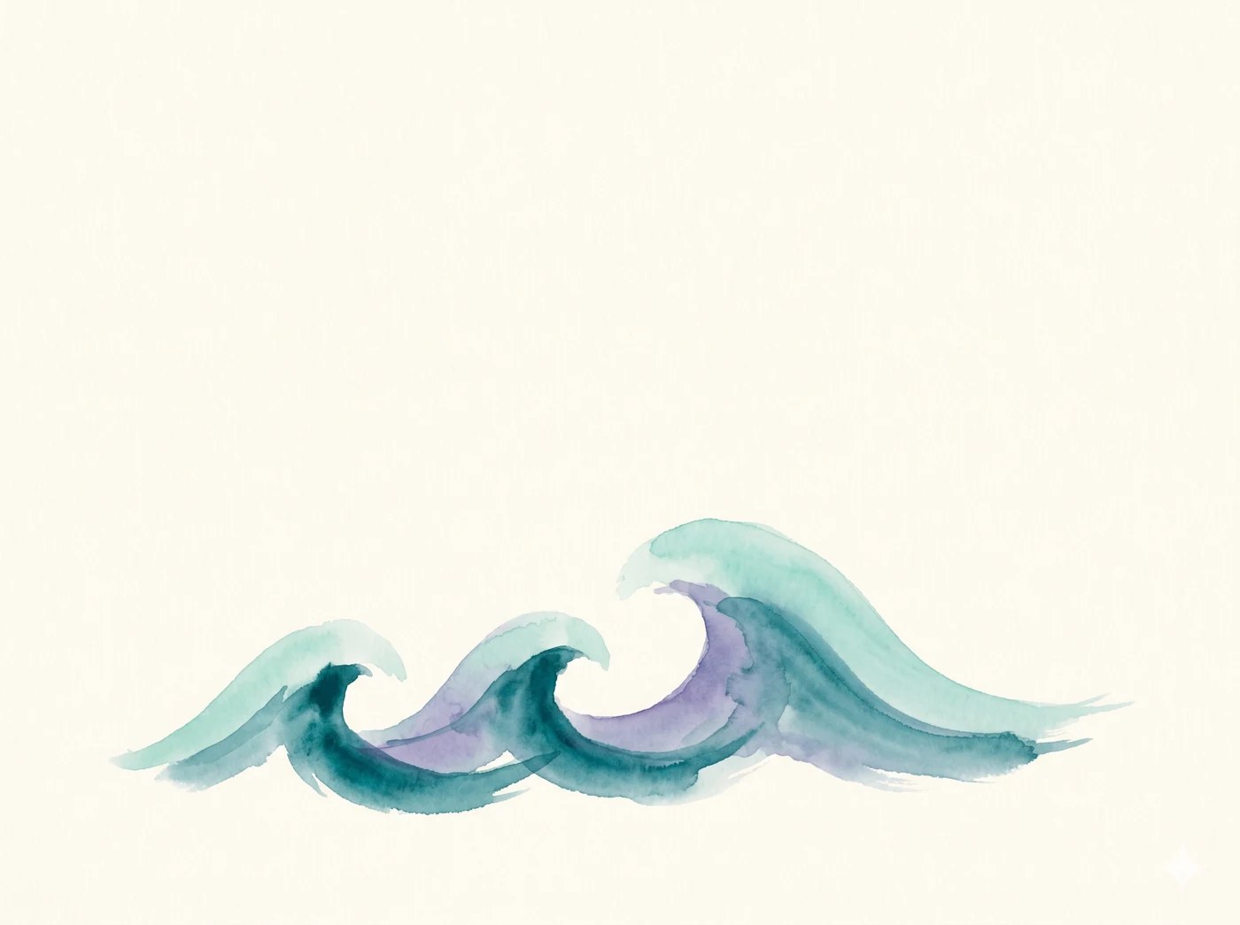 A watercolor illustration of three waves curving and merging — the smallest labeled nalu, the middle labeled lōkahi, the tallest labeled kōkua. Together they form the etymology of Naloku.